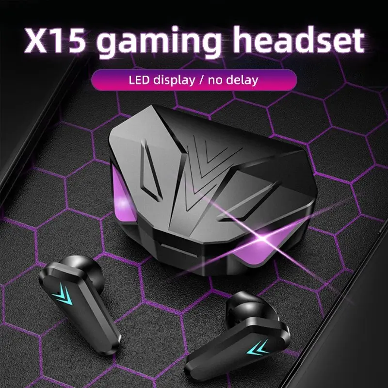 Tai nghe Bluetooth không dây, X15 TWS, màn hình LED, tai nghe chơi game, có Mic, tai nghe không dây, khử tiếng ồn, tai nghe Bluetooth