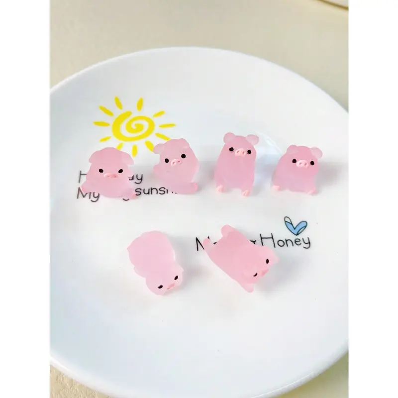 1Box Luminous Pig Design ABS Decoration Craft Set Creative Pink Mini Pig Shaped Decoration Object For Home Decoration Best Gifts Birthday 3