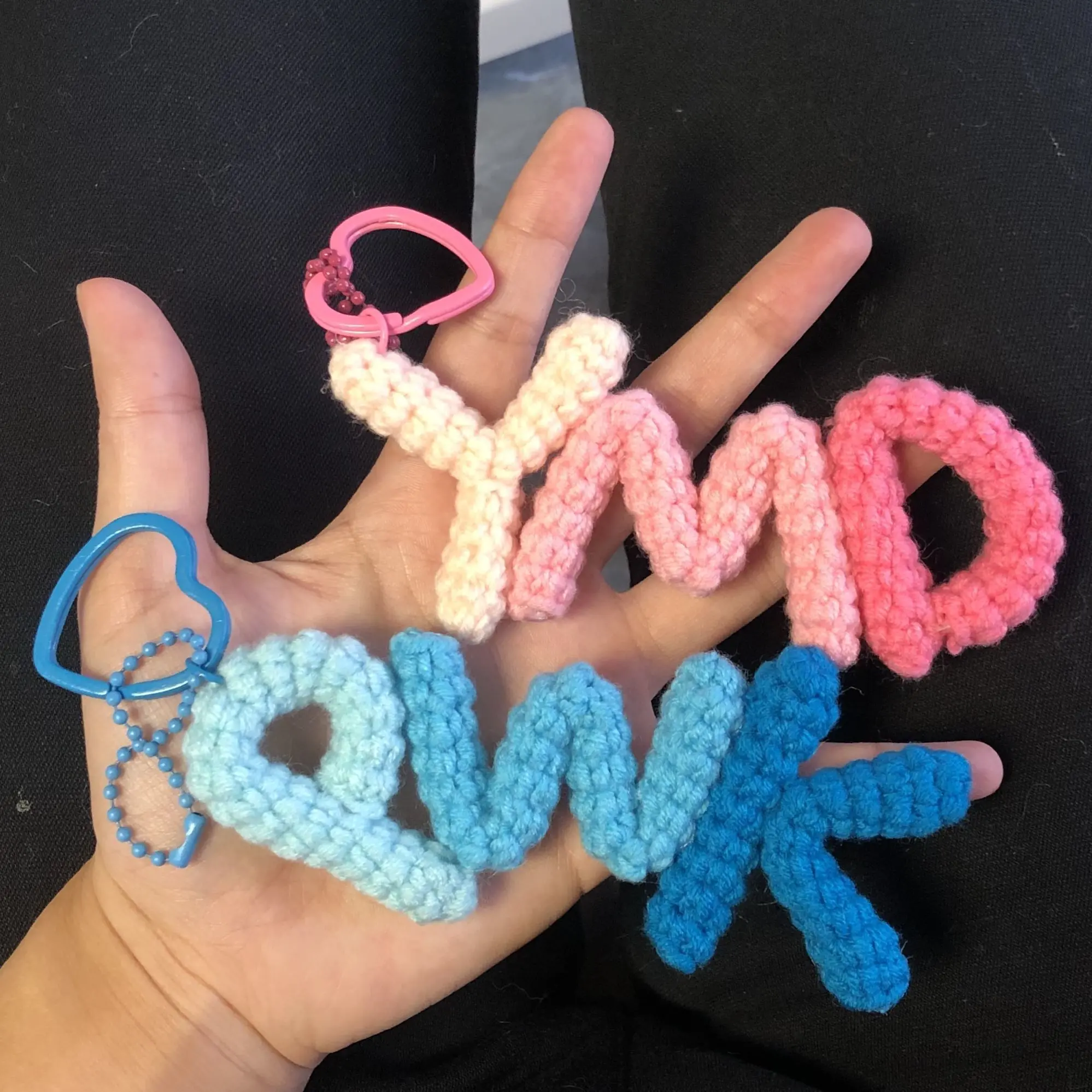 [4027 People Rated] Name Handmade Crochet Custom Gift for Best Friend Letter Yarn Keychain for Boyfriend Girlfriend DIY Knitting Pendant