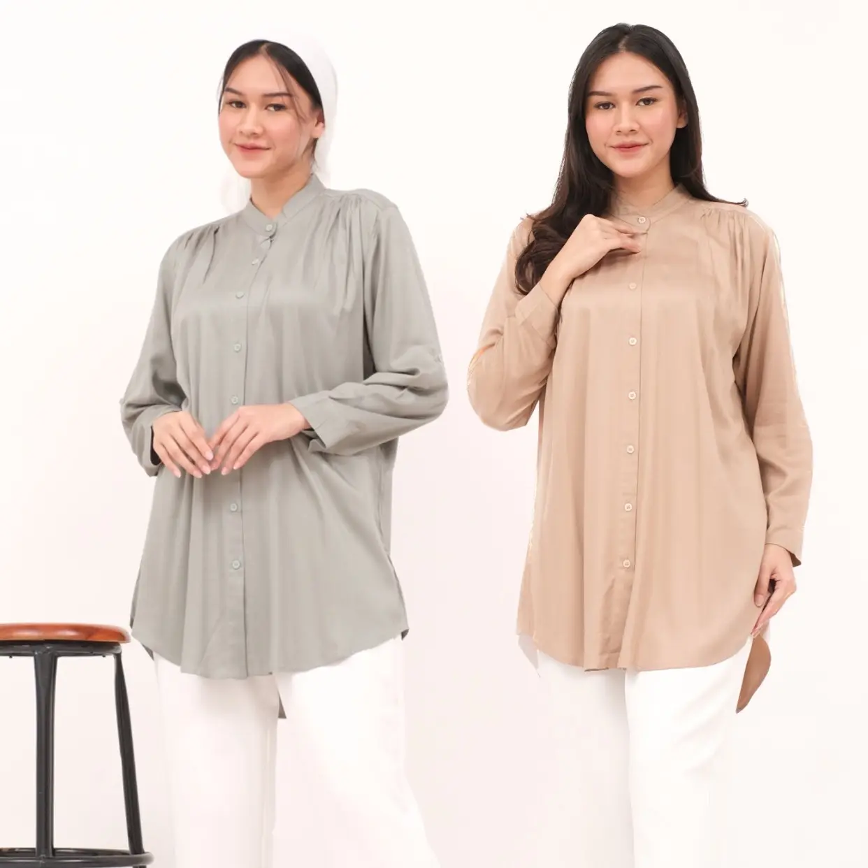 LUNA LONG SHIRT | Kemeja tunik kerja wanita panjang Katun Rayon Twill Atasan Baju Nyaman