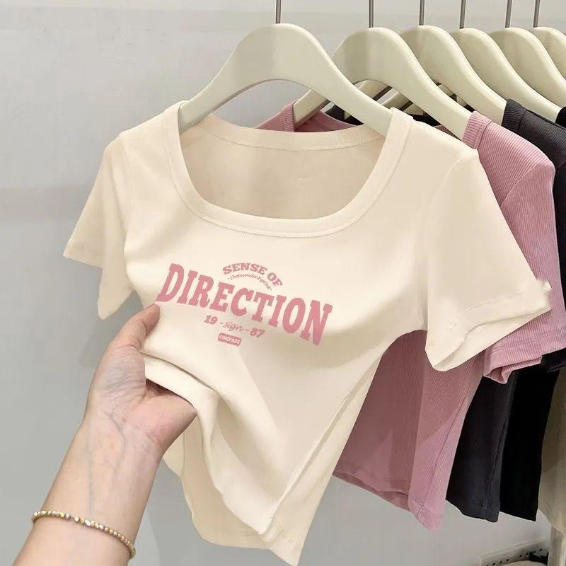 Product Introduction of Áo Thun ngắn Tay Cổ Vuông, Dành Cho Nữ, Dáng Ôm, Ngắn, Cạp Cao, Ôm Vừa Vặn, Áo Crop Top Độc Đáo Mùa Hè, Ngắn, Vai Thông Thường, Thích Hợp Cho Bé Gái Nhỏ Năm 2025 [1481 Đánh Giá Tích Cực] 1