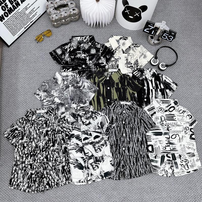   SHOP BÉ BABY Bộ Sơ Mi Loang Sơ Mi Trắng Loang 9-50kg cộc tay mùa hè bé trai chất Lụa mềm 