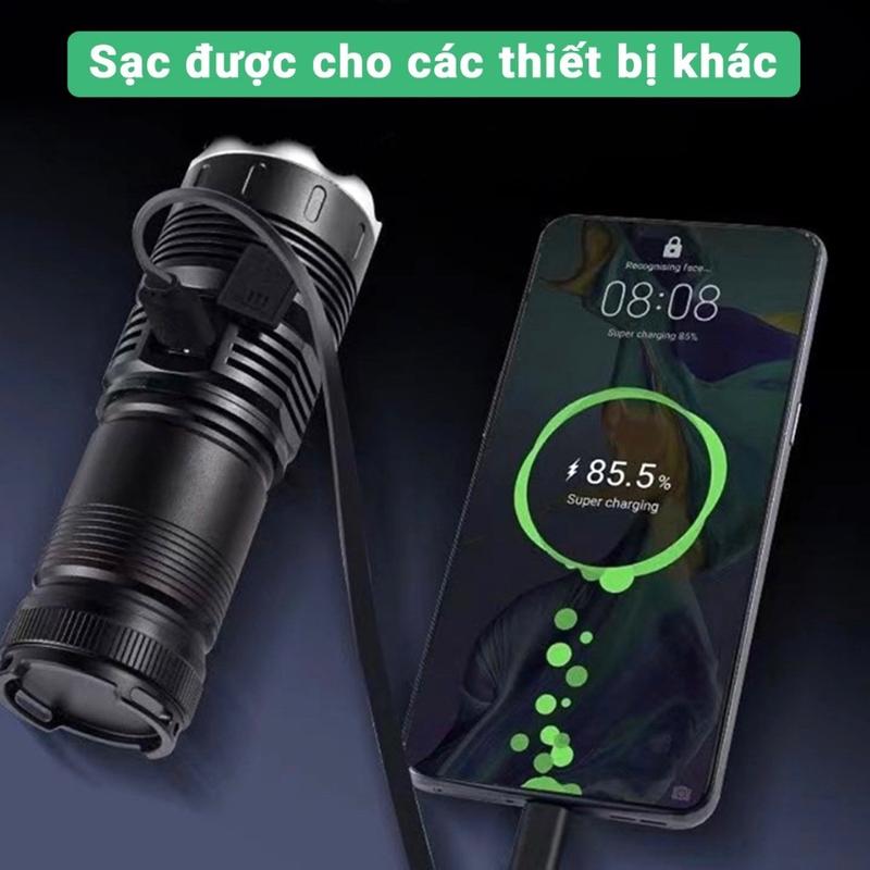 RAY BOW Đèn Pin Cầm Tay Siêu Sáng 1122 MAX 20W Chip LED Lazier M80 Chống Nước IP55 Có ZOOM Xa Gần 600 Mét Sạc Ngược Cho Điện Thoại