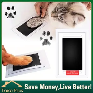 Pad Tinta Cap Telapak Kaki Hewan Peliharaan dengan Bingkai Stylish untuk Kenangan Anjing dan Kucing Alat Pencetak Jejak Tanpa Sentuhan yang Praktis dan Elegan