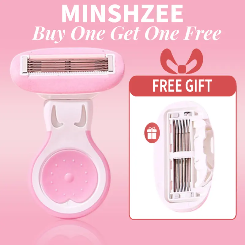 [Buy One Get One Free]MINSHZEE Armpit Hair Knife Safety Shaving Knife Women's Special Anti-scratch Hair Removal Knife Razor Privates Shaving Device+1 Free*(1 Replacement Blade) Steel Storage