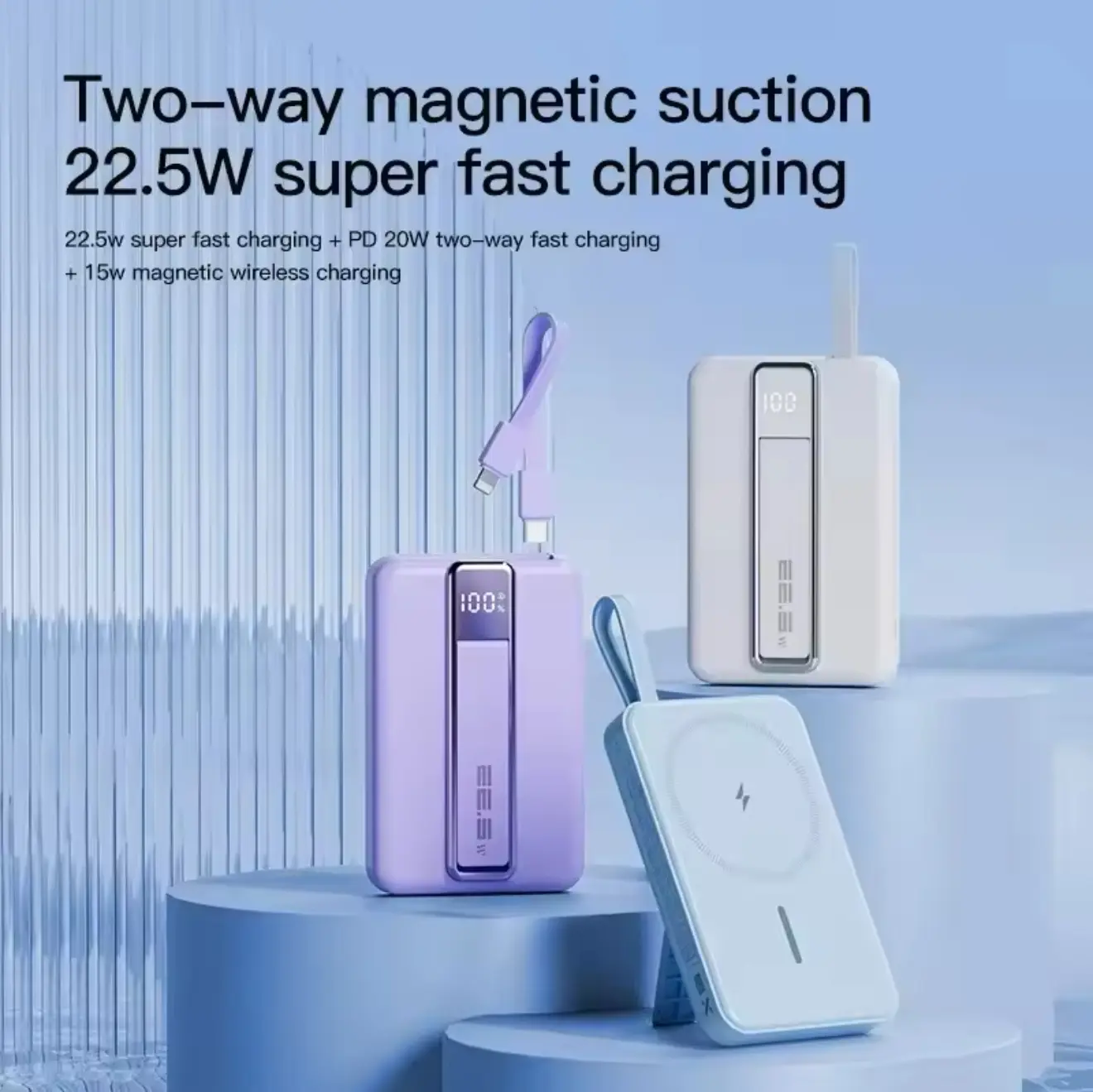 Sạc không dây từ tính kèm giá đỡ X5 10000mAh Sạc nhanh 22.5W tích hợp cho 16/15/14/13.......vv
