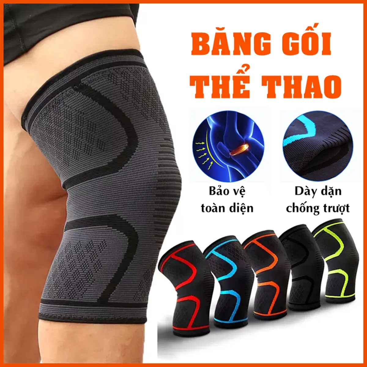 (01 ĐÔI) Bó Gối Thể Thao Bảo Vệ Đầu Gối Nam Nữ Băng Quấn Khớp Gối Tập Gym Tạ Yoga Đá Bóng Rổ Chạy Bộ Cầu Lông Bóng Chuyền Pickleball