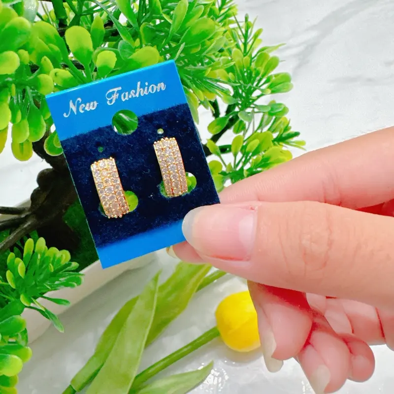 Hoa tai bản đính đá và hoa tai đá tròn mới( Women Voi ) 1