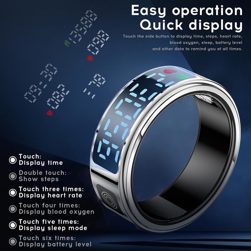 Product Introduction of Smart Ring, 1 Count USB Rechargeable Fitness Tracker with Charging Case, Long Standby Sports Fitness Equipment for Men & Women 4