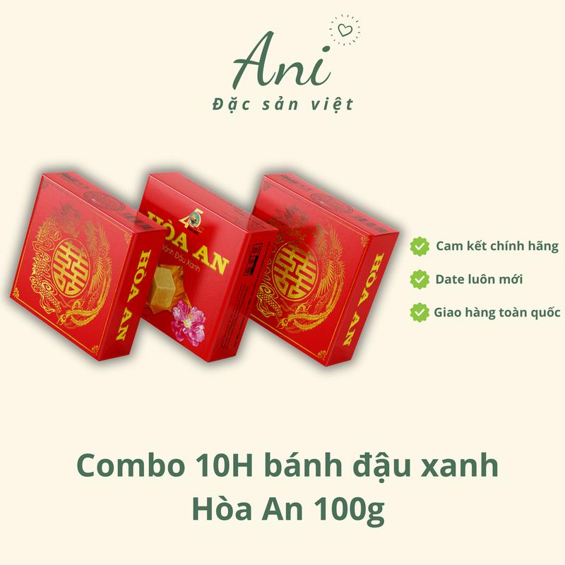 Combo 10 hộp Bánh đậu xanh Hoà An hộp 100g chữ hỷ