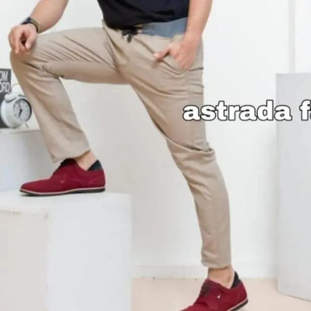 Celana Chinos Panjang Pria Astrada - Katun Stretch Twil Diamond, Melar - Size 27-38