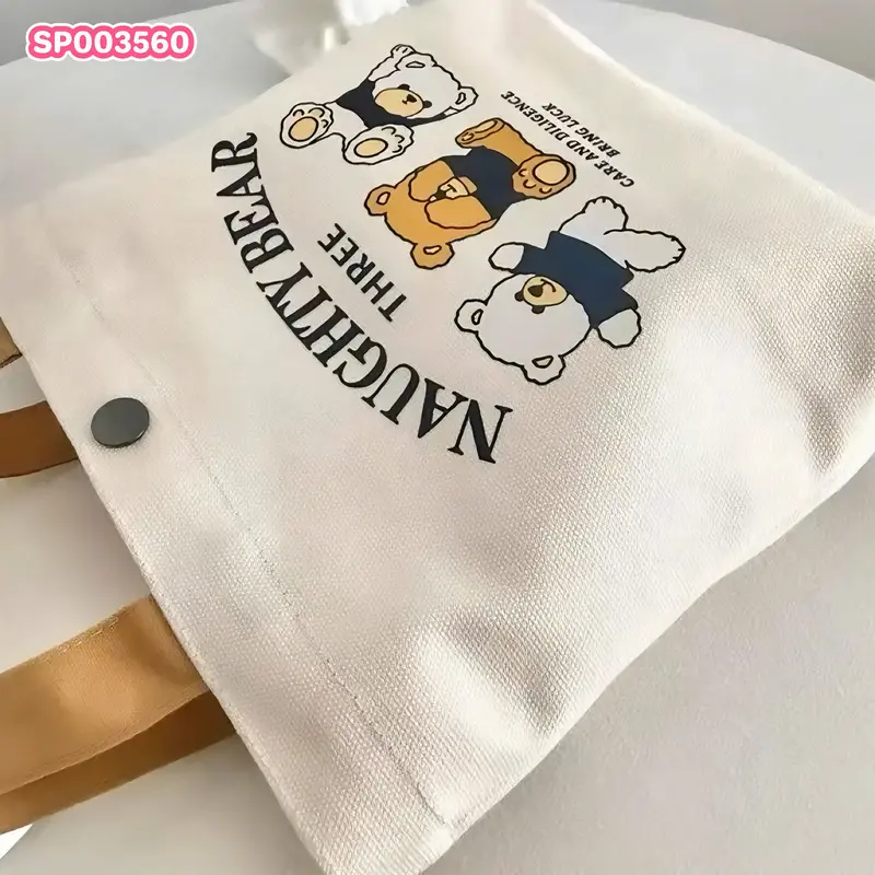 LINK LINK KIDS -  Túi Tote vải, Túi xách Mini hoạt hình bằng vải Canvas 22*27cm, Túi đựng đồ ăn trưa dung tích lớn đào thời trang Du lịch Bag cặp học sinh cho bé 12 tuổi 1