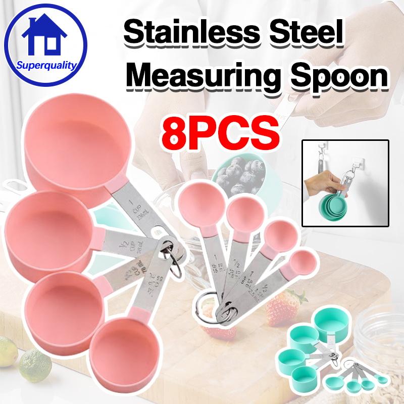 8 PCS Stainless Steel Measuring Cups Kitchen Baking Tools Measuring ...