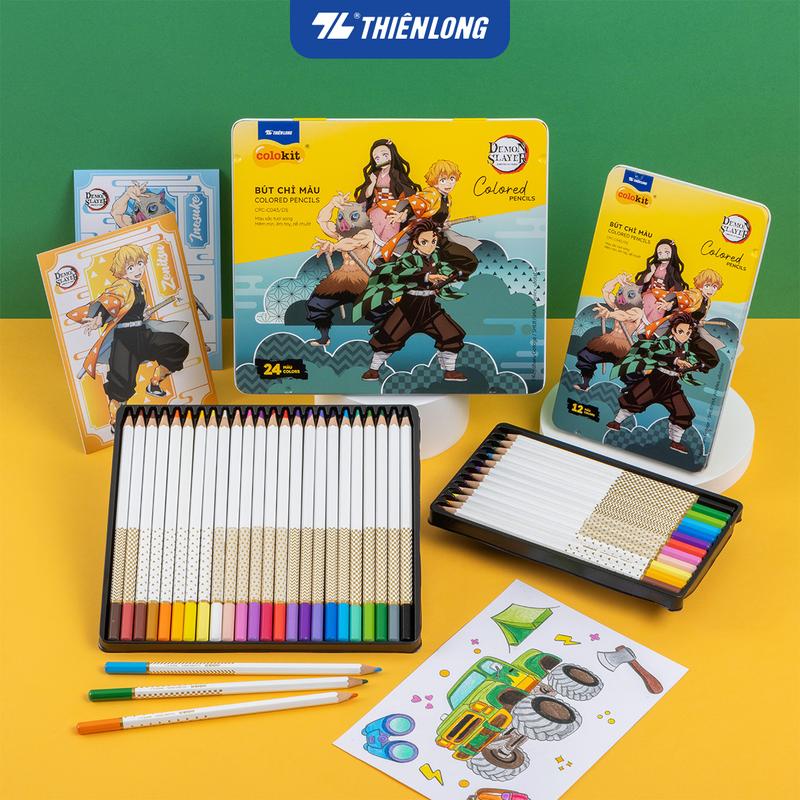  Bút chì 12 24 màu Colored Pencils - Thiên Long Colokit - Phiên bản Demon Slayer 