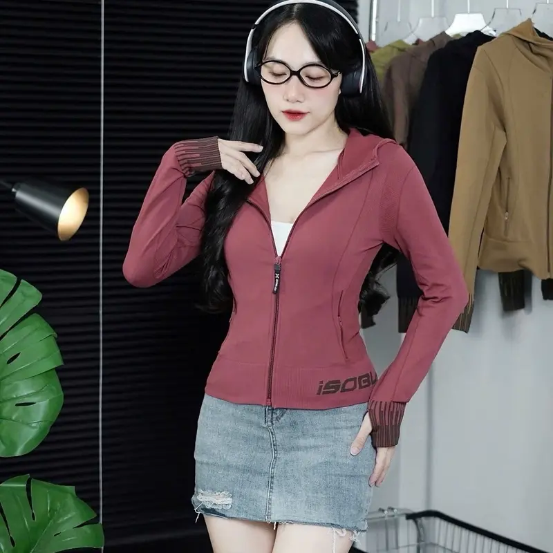 [36-70kg] Áo Khoác Thể Thao Nữ Form Lỡ Ôm Body Vải Thun Dệt Kim Quảng Châu [EO-Mẫu Mới]. Áo Khoác Nữ Tập Gym, Yoga, Chạy Bộ Đồng Sport 0