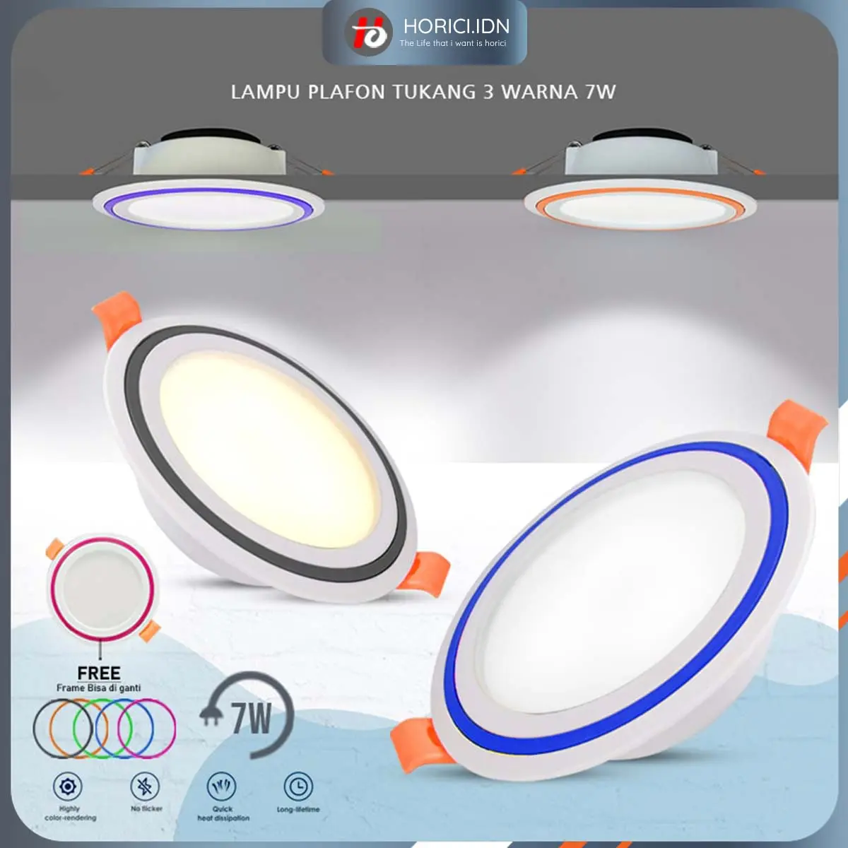 HORICI LAMPU DOWNLIGHT LED / LAMPU PLAFON LED MODEL TUKANG 7W (3 WARNA)