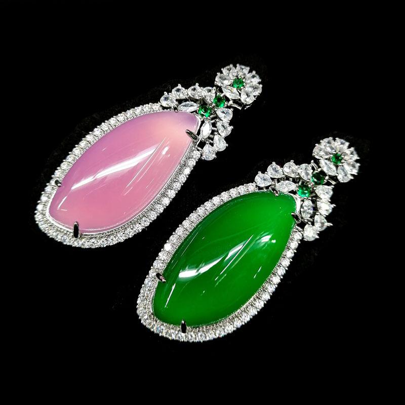 Inlaid agate chalcedony necklace pendant high ice jade chalcedony willow leaf necklace agate jade jewelry High-end Chinese jewelry 1