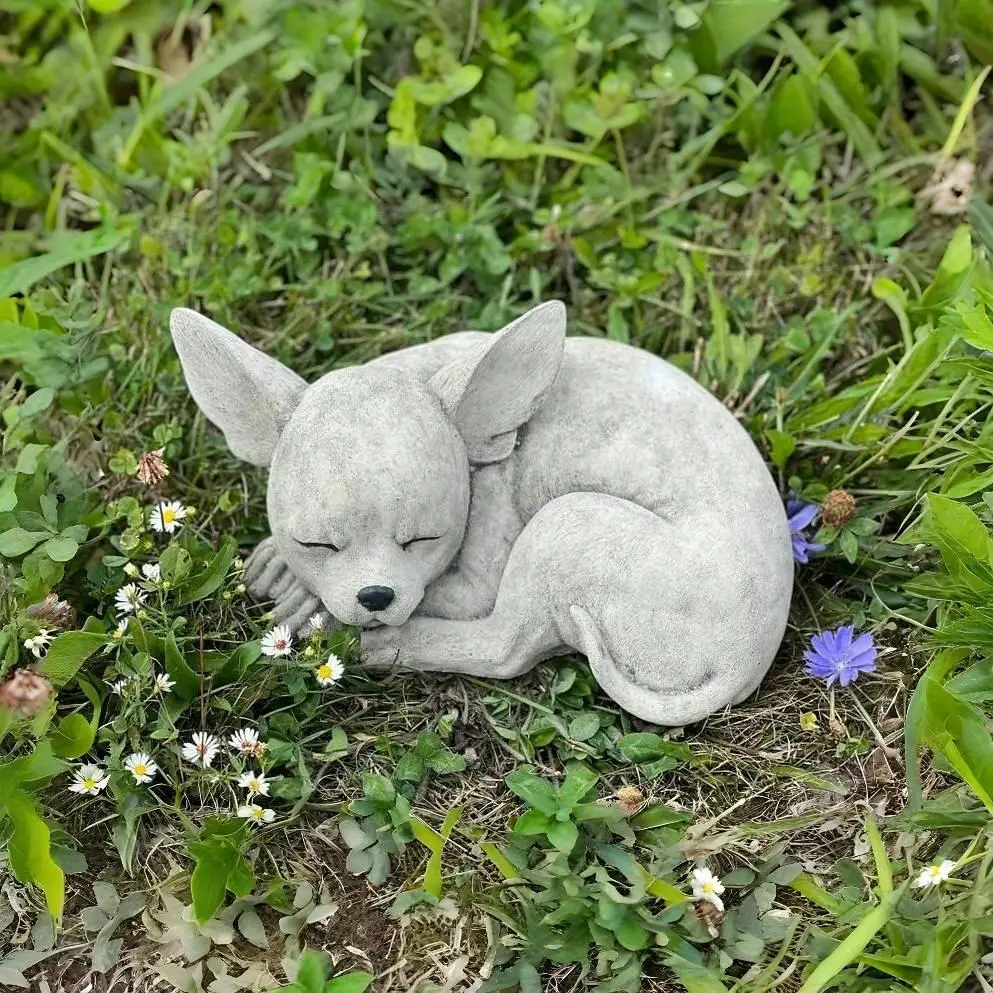 Cute Dog Statue, 1 Count Resin Animal Ornament, Outdoor Garden Decoration, Pet Memorial Statue for Indoor & Outdoor
