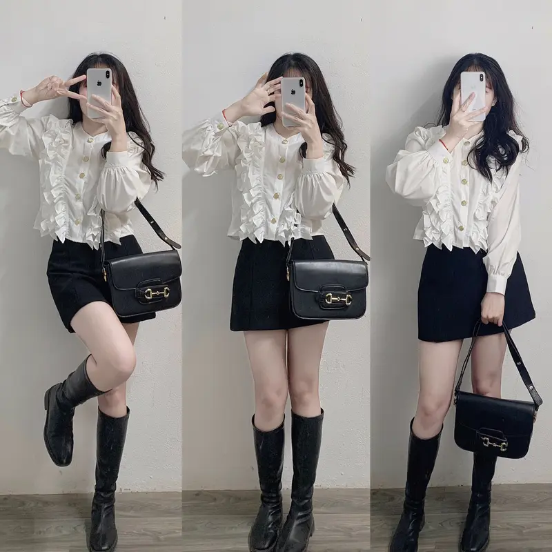 (C1) Chân váy chữ A hai lớp chất chéo hàn có quần bảo hộ 1