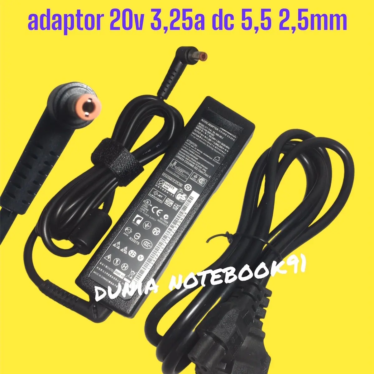 CHARGER LENO G460 G70 G480 ORIGINAL 20V 3,25A Adaptor Laptop