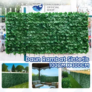 Paus Biru - Daun Rambat Sintetis Dekorasi Tanaman Hias Palsu 1x3M Tanaman Hias Plastik Rumput Pagar Dinding Dekorasi Rumah
