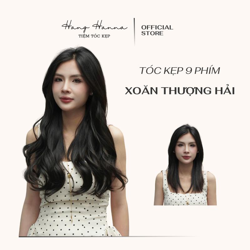 Premium - Tóc kẹp 9 phím Xoăn Thượng Hải kẹp trợ lực - Tóc giả Hằng Hanna