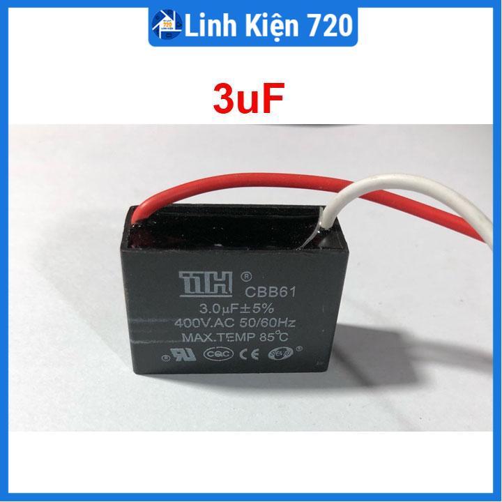 Tụ quạt 1uF/1.5uF/2uF/2.2uF/2.5uF/3uF/4uF/5uF/6uF điện áp 400V 50/60HZ 1