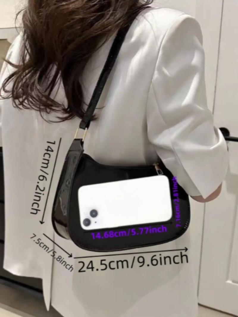 Product Introduction of Fashion Solid Color Shoulder Bag, Casual Versatile PU Leather Underarm Bag for Women, Trendy All-match Commuter Bag for Daily Used 1