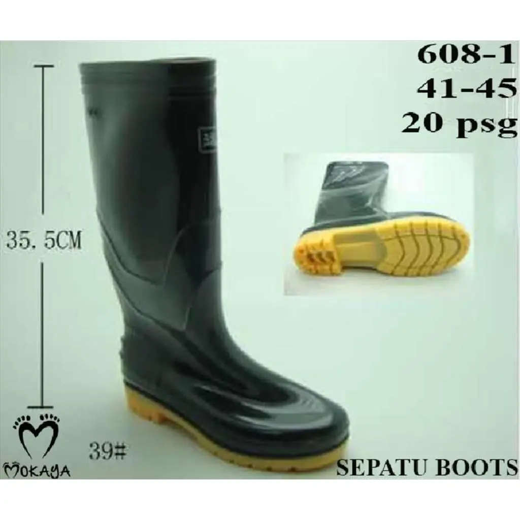 (608-1/858-1) Sepatu Boots / Boot Karet Anti Banjir Anti Slip Super Keren Trendy Import Mokaya / Size 40-45