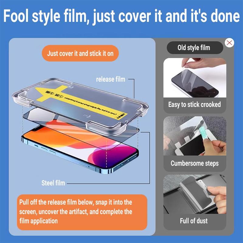 For iPhone Automatic Alignment Auto-Dust Removal Kit Full Cover Tempered Glass For iPhone 11 12 13 14 15 16 PRO MAX XR XS MAX Accessories Protector Screen Protector Protection Smartphone 8