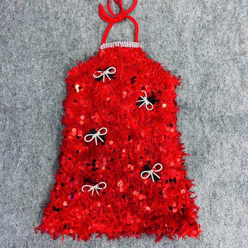 Đầm body kim sa lông vũ trong có lót,kèm nơ đá trang trí áo cho bé gái,size:7 26kg