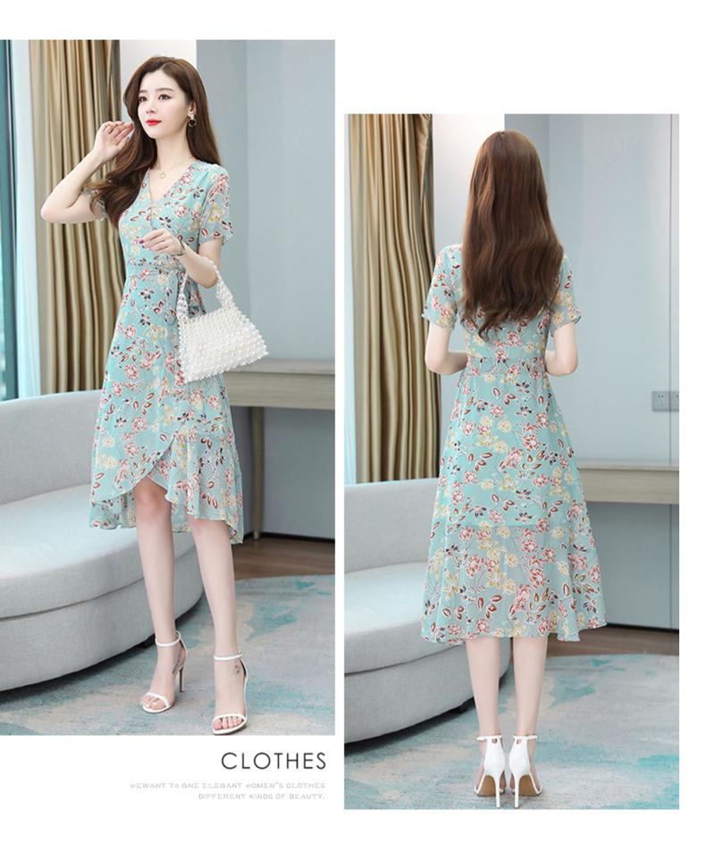 Product Introduction of Quần Áo Nữ, Hoa Kiểu Pháp, Chân Váy Midi Thanh Lịch, Ngoại Cỡ, Thích Hợp Cho Mùa Hè, Hàng Mới Về, Thích Hợp Cho Cô Gái Đầy Đặn, Che Bụng, Mỏng Vừa Vặn, Váy Voan Thời Trang Women Dress 11