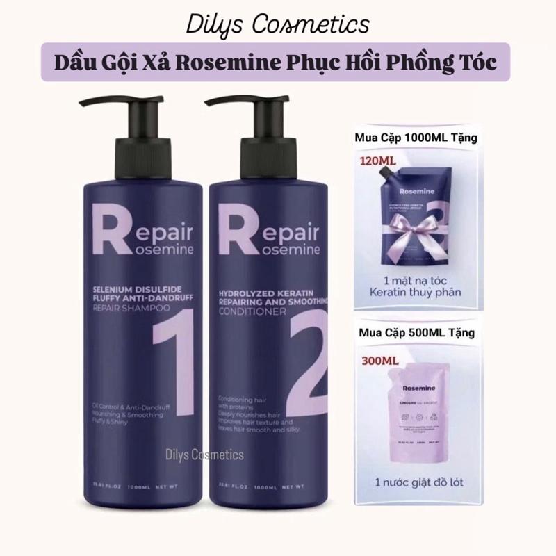 Dầu Gội Xả Rosemine Phục Hồi & Làm Phồng Tóc Trẻ Hoá Sợi Tóc 500ml 1000ml