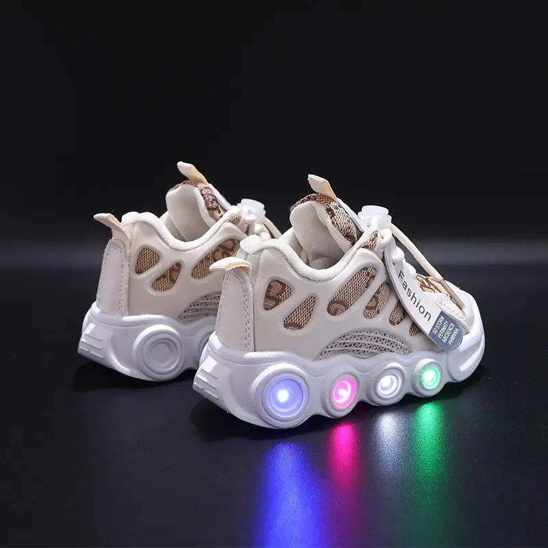 Giày Hợp Xu hướng Có Đèn LED, Dành Cho Trẻ Em, Thích Hợp Cho Bé 1-6 Tuổi, Lưới Ruy Băng Chữ Cái, Thoáng Khí, Giày Nhẹ Thường Ngày Được Khuyến Nghị Nên Lựa Chọn Lớn Hơn Một Cỡ, 2023 2