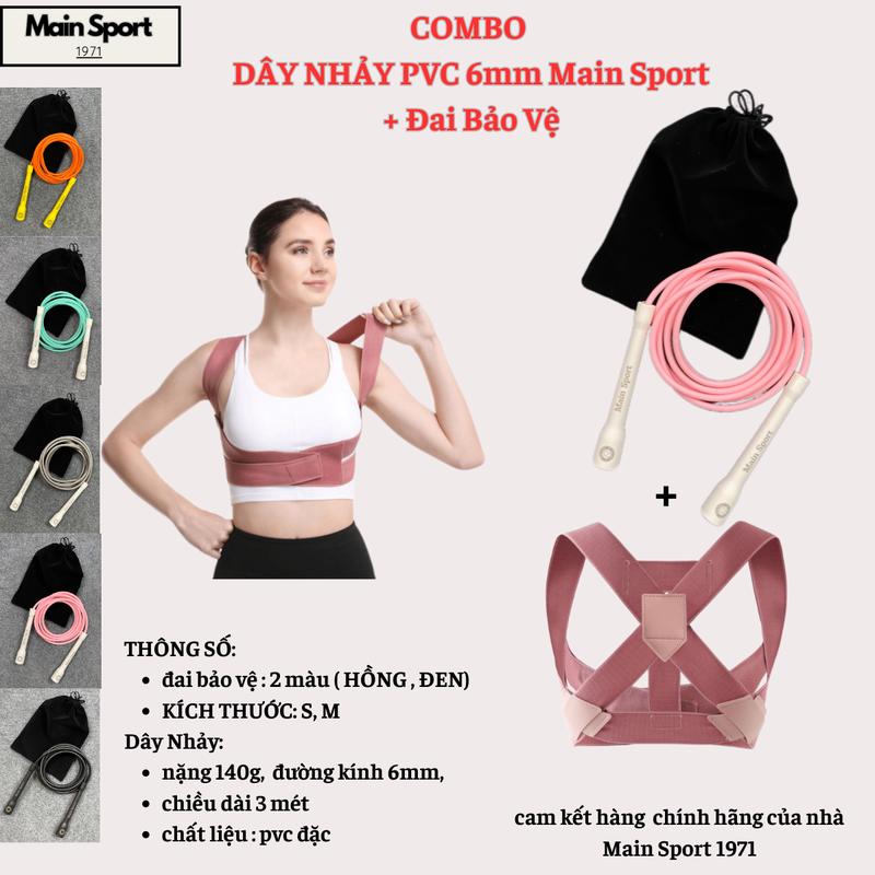 COMBO DÂY NHẢY JUMP ROPE + ĐAI BẢO VỆ Vòng 1 khắc phục chống gù lưng Main Sport 1971