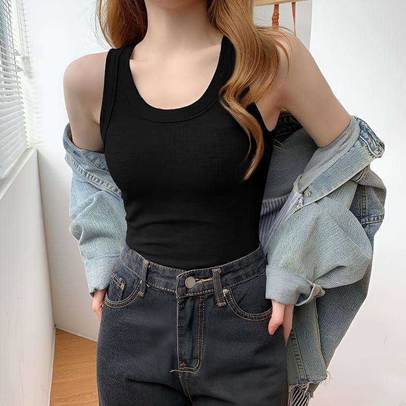   ADD01  Áo Thun BA LỖ DÁNG DÀI Nữ Trơn  Ôm Body Chất Tốt Áo CRT Kiểu Nữ Ôm Thun Gân Mềm Mát Women Top 