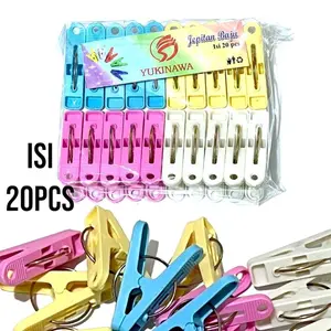 Js 5 pack Jepitan Baju Jemuran Cucian Isi 20 Pcs / Gantungan Baju / Jepit Baju / Jepitan Baju YUKINAWA 4 Warna / 20Pcs Jepitan Jemuran Laundy kaos kaki