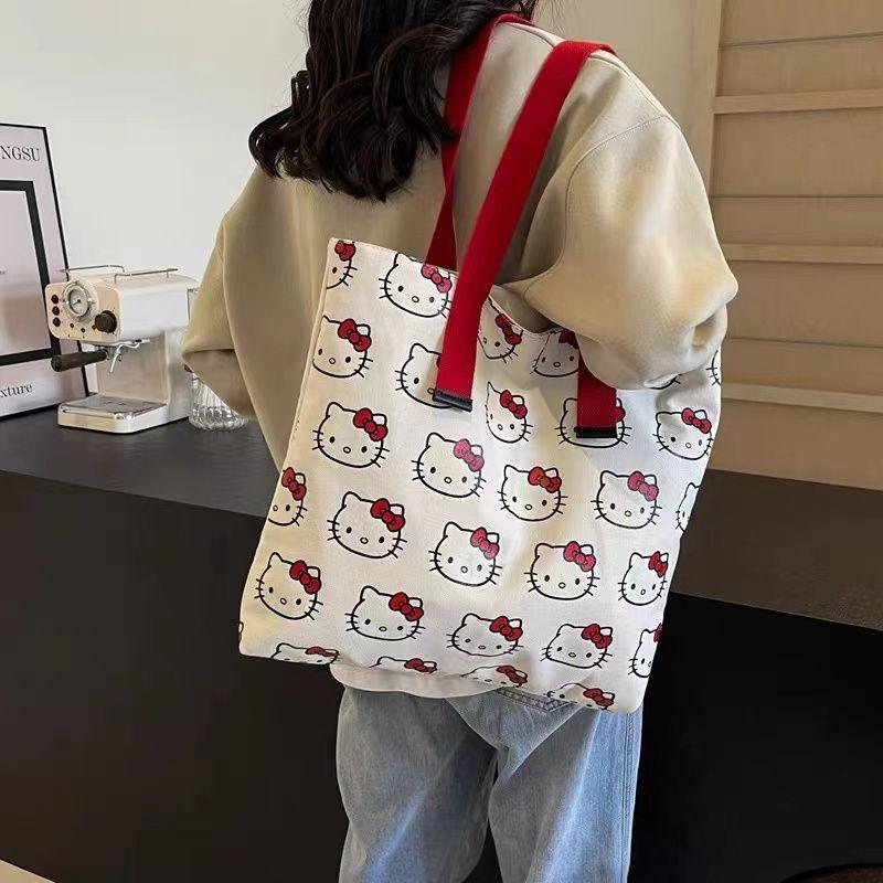Product Introduction of Túi Vải Bố, Thiết Kế Hello Kitty Dễ Thương, Dành Cho Nữ, Hàng Mới Về Năm 2024, Túi Đeo Vai Hello Kitty Hoạt Hình, Thích Hợp Đi Lại, Túi Tote Đeo Vai 8
