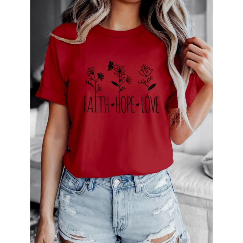 Women'S Faith Printed Round Neck Short Sleeve T-Shirt 2