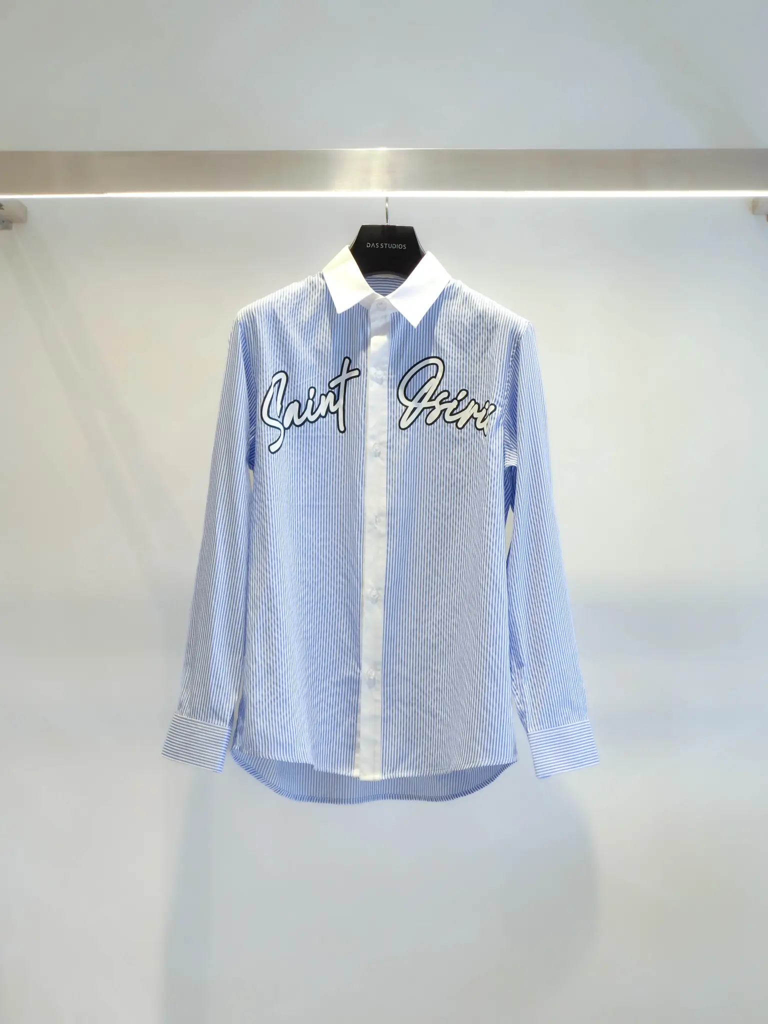 SAINT SHIRT ÁO SƠ MI NAM - DAS - SỌC XANH TRẮNG