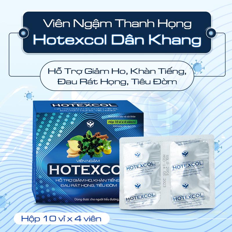  Kẹo ngậm ho Hotexcol Dân Khang làm dịu cơn ho và đau rát họng  Hộp 40 viên  