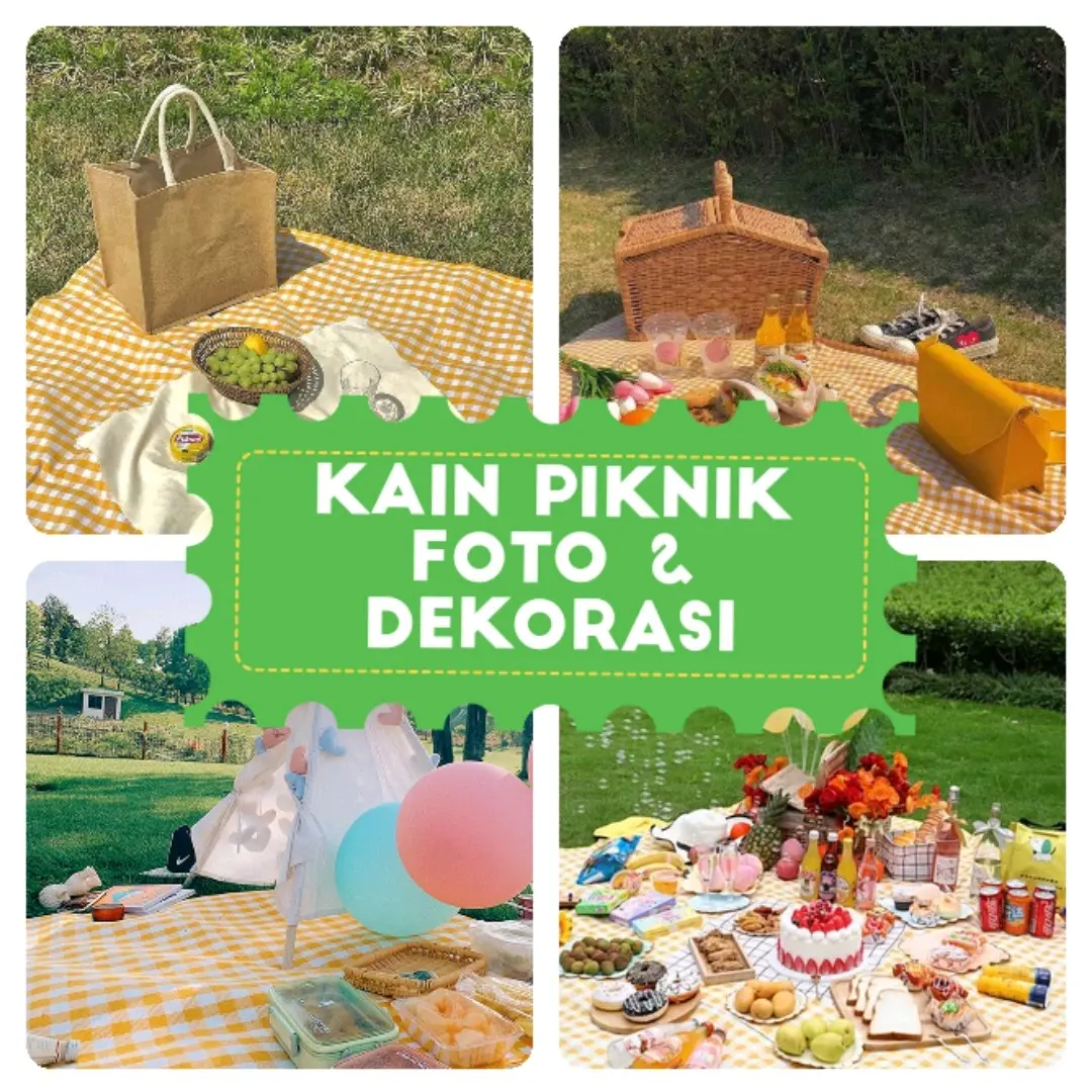 tikar kain piknik kemping dan photograf motif kotak kotak estetik kekinian ukuran 200x150 plus tasnya