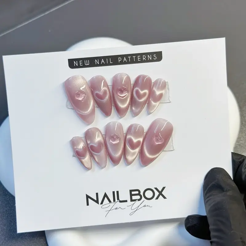012 - Nailbox mắt mèo trái tim Hồng - M2nailbox