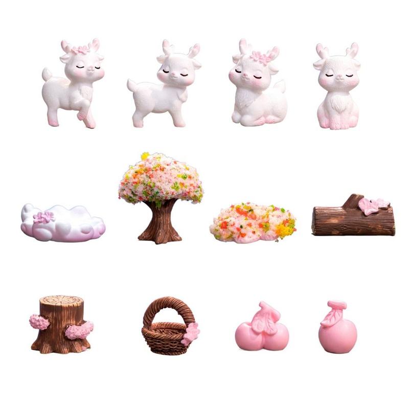Tượng Hươu Hồng Mini, Trang Trí Sáng Tạo, Làm Bằng Resin Thu Nhỏ Hươu Hồng, Giỏ Trái Cây Dễ Thương, Phong Cảnh Siêu Nhỏ Thích Hợp Cho Cảnh Quan Nhỏ 0