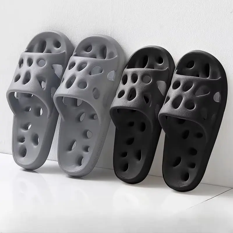 Summer 2025 Bathroom Shoes Soft Slippers Woman Men Sandals Quick Drying Indoor Light Leakage Hole Flip Flops Casual Couple Shoes