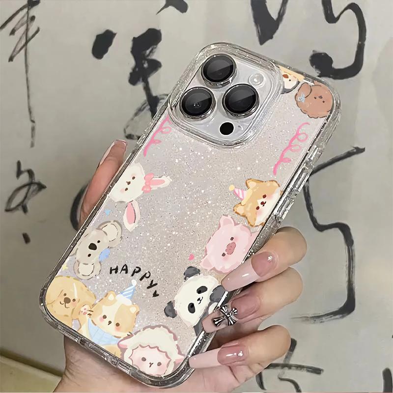 Ốp Điện Thoại Động Vật Nhỏ Viền, Thiết Kế Vui Nhộn Và Dễ Thương, Tương Thích Với iPhone 16, 15, 14, 13, 12, 11, Pro Max, X, Xs, XR, 8, 7 Plus, Chống Sốc, Chống Trượt, Bền, Đẹp Mắt, Ốp Lưng TPU Mềm 4