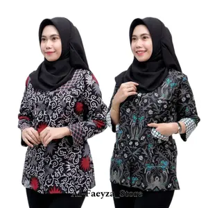 Baju Batik Wanita / Blouse Batik Wanita / Batik Kantor Wanita / Atasan Batik Panjang Katun