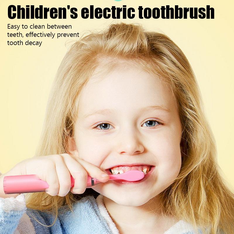 Product Introduction of Children's Electric Toothbrush With Replacement Heads Colorful Cartoon Ultrasonic Rechargeable Soft Hair Sonic Cleaning Brush adult  toothbrush portable  toothbrush 6