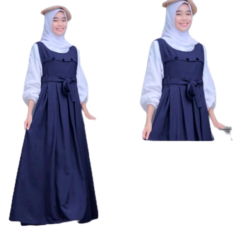 Dress gamis korean style Baju LEBARAN anak remaja Dewasa perempuan wanita cantik terlaris 2025, cod seluruh Indonesia Santai katun polos usia10-15-18tahun Muslim Tanggung Syari Crinkle Airflow Simple 0