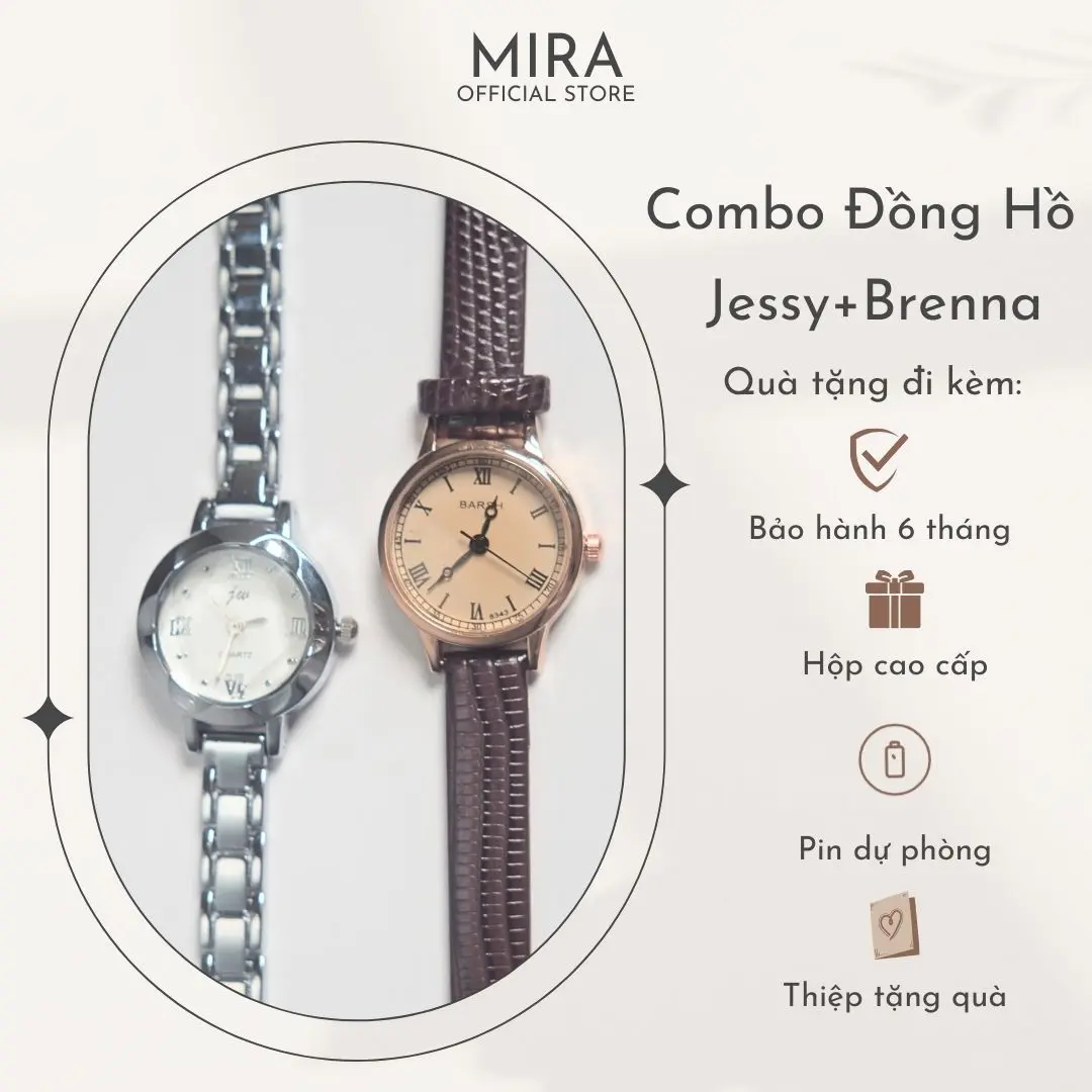 [Combo 2 ĐH I Tặng Vòng] Đồng Hồ Nữ Dây Thép Tặng Đồng Hồ Dây Da Nữ Tính Thanh Lịch Mira Watches Women Đeo Tay